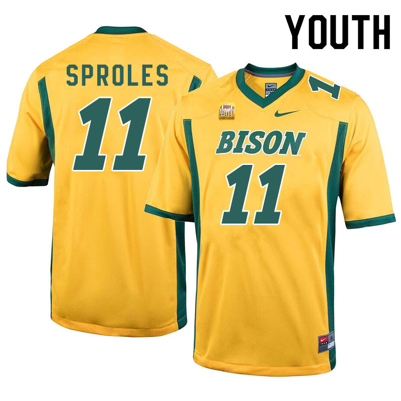 Youth #11 Phoenix Sproles North Dakota State Bison College Football Jerseys Sale-Yellow - Click Image to Close